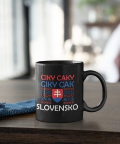 Futbalový Hrnček Ciky Caki Slovensko čierny - s dekoráciou