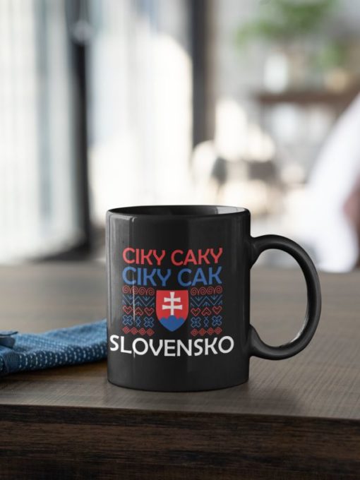 Futbalový Hrnček Ciky Caki Slovensko čierny - s dekoráciou