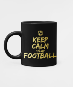 Hrnček Keep Calm Play Football čierno-zlatý