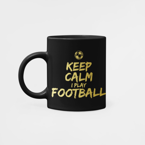 Hrnček Keep Calm Play Football čierno-zlatý