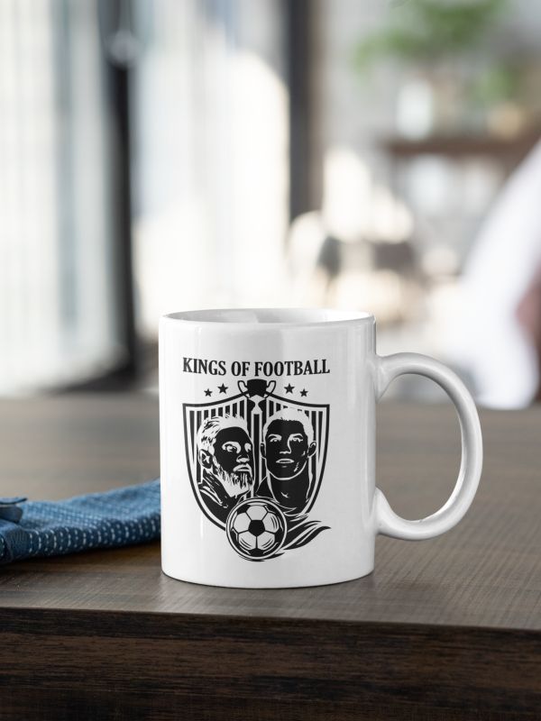 Hrnček Messi Ronaldo Králi futbali - biely