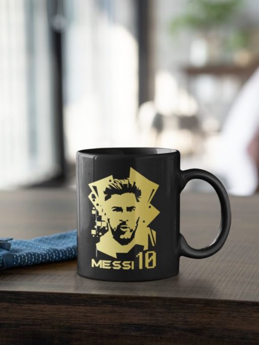 Hrnek Messi černá a zlatá barva