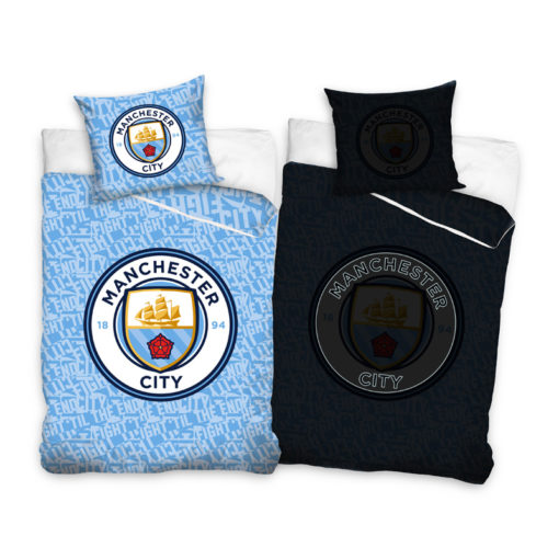 Svietiace obliečky Manchester City perina a vankúš - 140 x 200, 70 x 80