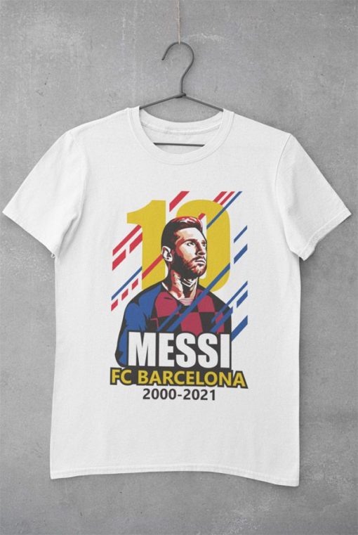 Tričko Messi Barcelona 10 rokov biele