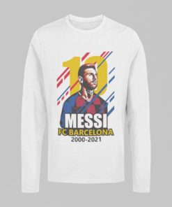 Triko s dlouhým rukávem Messi Barcelona #10 bílé