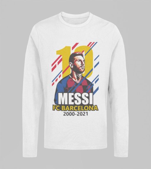 Tričko s dlhým rukávom Messi Barcelona #10 biele