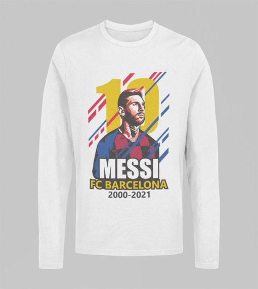 Tričko s dlhým rukávom Messi Barcelona #10 biele