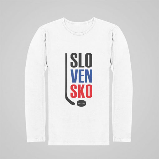 Detské hokejové tričko Slovensko s dlhým rukávom biele