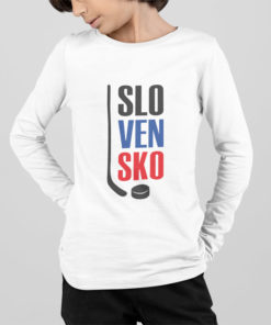 Detské hokejové tričko Slovensko s dlhým rukávom biele chlapec