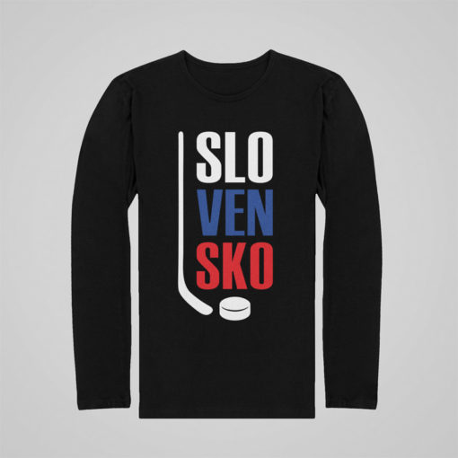 Detské hokejové tričko Slovensko s dlhým rukávom čierne