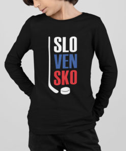 Detské hokejové tričko Slovensko s dlhým rukávom čierne chlapec