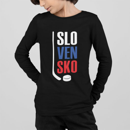 Detské hokejové tričko Slovensko s dlhým rukávom čierne chlapec