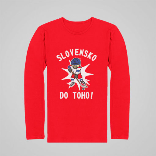 detské hokejové tričko Slovensko do toho s dlhým rukávom červené