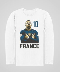 Tričko s dlhým rukávom Mbappe France 10 biele
