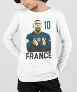 Triko s dlouhým rukávem Mbappe France 10 bílé kluk