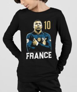 Tricko s dlhym rukavom Mbappe France 10 cierne chlapec