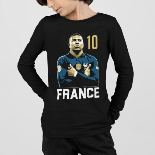 Tričko s dlhým rukávom Mbappe France 10 čierne chlapec