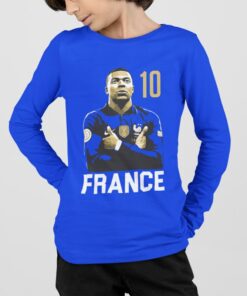 Tričko s dlhým rukávom Mbappe France 10 modré chlapec