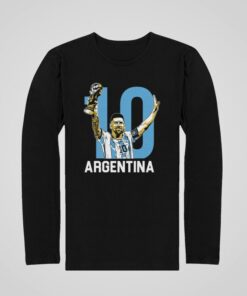 Tričko s dlhým rukávom Messi Argentína čierne