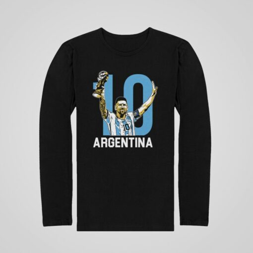 Tričko s dlhým rukávom Messi Argentína čierne