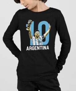 Triko s dlouhým rukávem Messi Argentina černé kluk