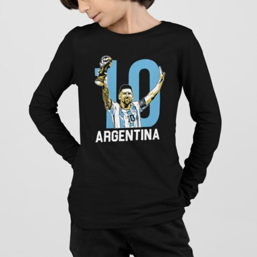 Tričko s dlhým rukávom Messi Argentína čierne chlapec