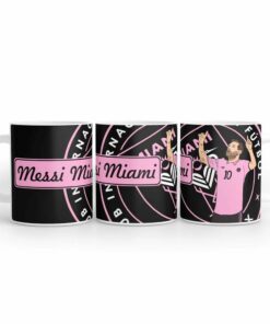 Hrnček Messi Miami čierny - koláž