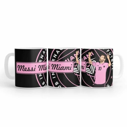 Hrnček Messi Miami čierny - koláž