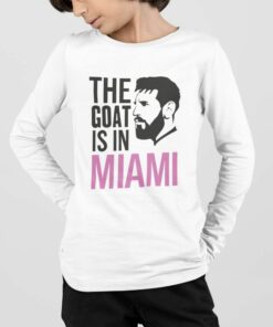 Tričko S Dlhým Rukávom Messi Miami Goat biele chlapec