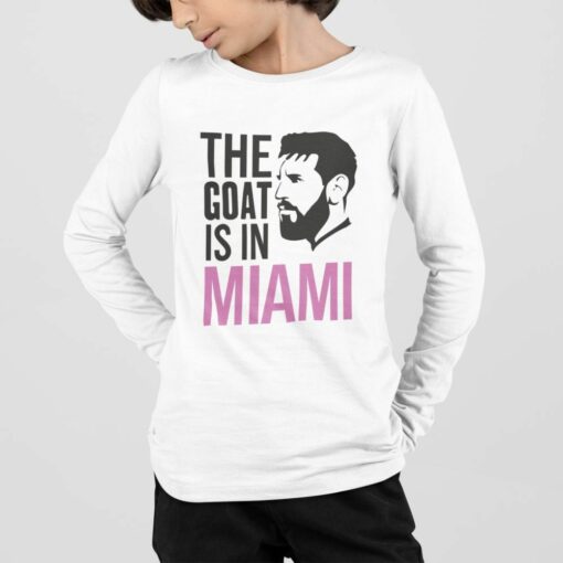 Tričko S Dlhým Rukávom Messi Miami Goat biele chlapec