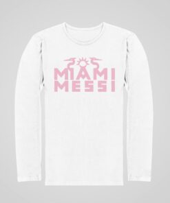 Tričko s dlhým rukávom Messi Miami biele vzor