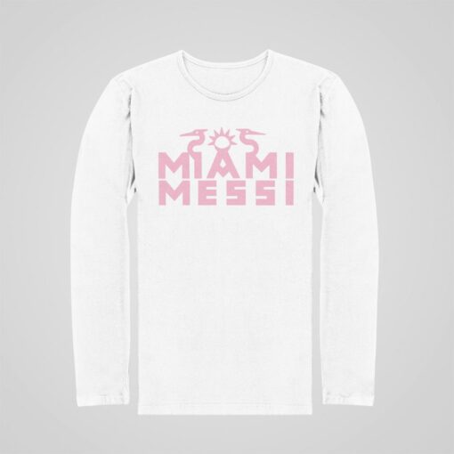 Tričko s dlhým rukávom Messi Miami biele vzor