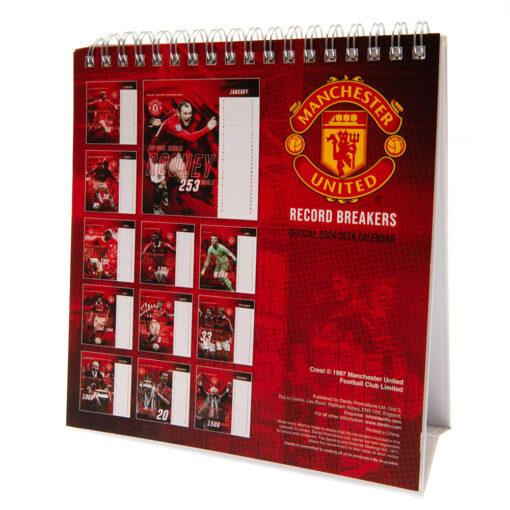 Stolový kalendár Manchester United 2024 zadná strana