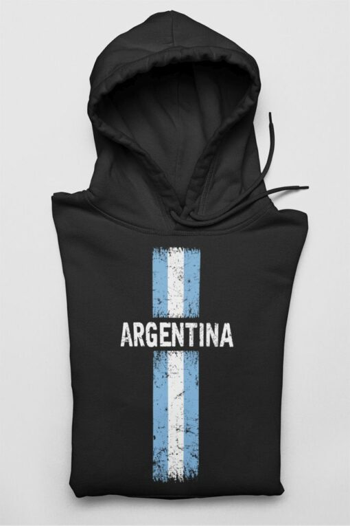 Mikina Argentína s vlajkou čierna s kapucňou