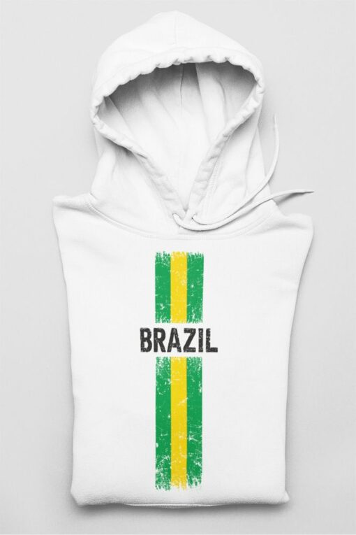Mikina Brazílie S Vlajkou bílá s kapucí
