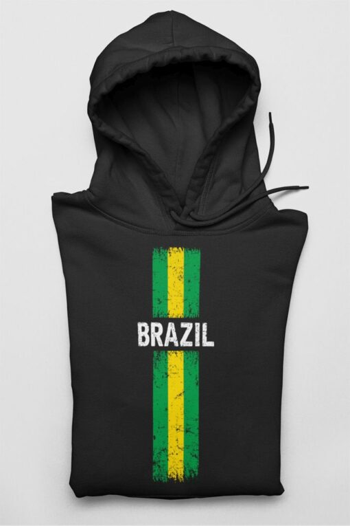 Mikina Brazílie S Vlajkou černá s kapucí