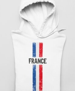 Mikina Francúzsko s vlajkou biela s kapucňou