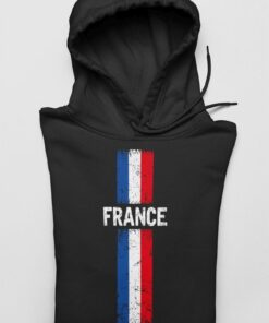 Mikina Francúzsko s vlajkou čierna s kapucňou