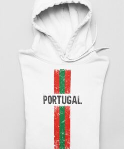 Mikina Portugalsko s vlajkou biela s kapucňou