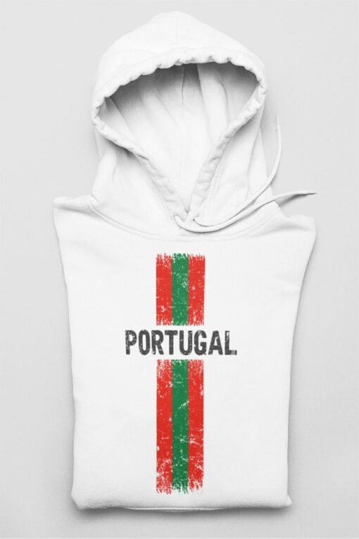 Mikina Portugalsko s vlajkou bílá s kapucí