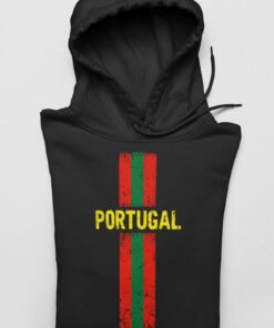 Mikina Portugalsko s vlajkou čierna s kapucňou