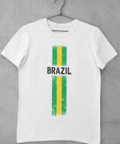 Triko Brazilía s vlajkou bílé
