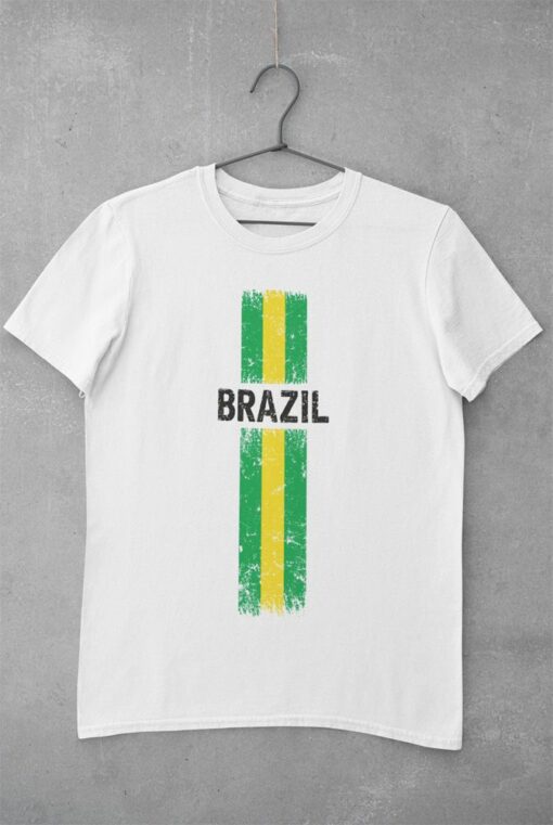 Triko Brazilía s vlajkou bílé