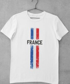 Triko Francie s vlajkou bílé