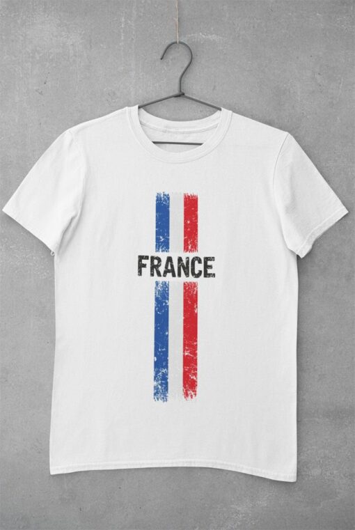 Triko Francie s vlajkou bílé