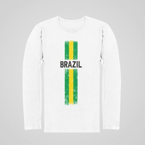 Triko s dlouhým rukávem Brazílie bílé