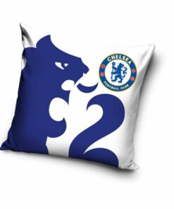 obliecka chelsea na vankus biela s logom klubu 40x40cm