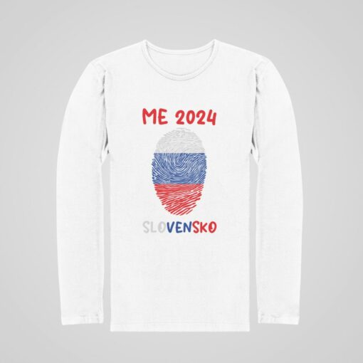 Detské tričko Slovensko EURO 2024 s dlhým rukávom - biele