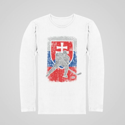 Hokejové tričko Slovakia s dlhým rukávom - biele