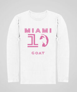 Triko s dlouhým rukávem Messi Miami Goat 10 - bílé